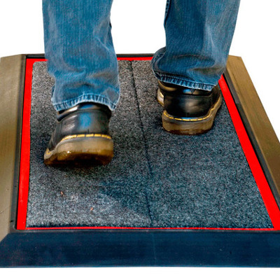 PureTrack Mat and Pad in Red. Disinfecting Shoe Mat System.