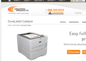 screenshot of graphic products DuraLabel Catalyst printer
