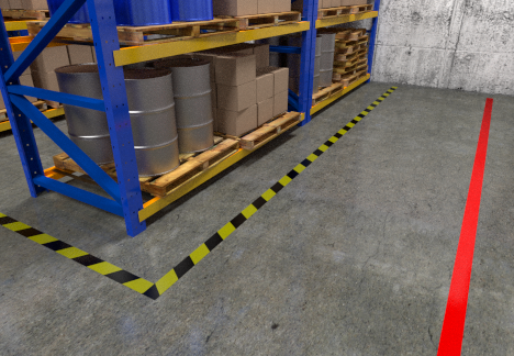 Floor tape used in warehouse