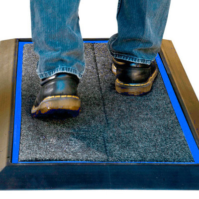 Detail view for PureTrack Mat and Pad " Blue. Disinfecting Shoe Mat System.