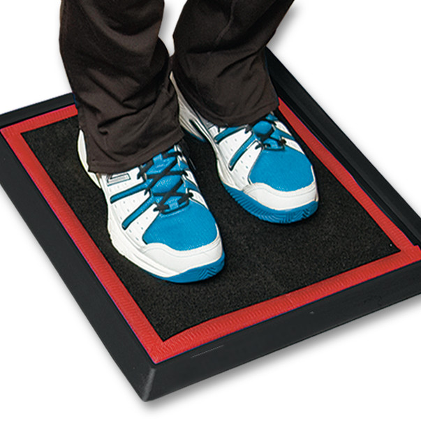 PureTrack Sport Mat and Pad in Red. Disinfecting Shoe Mat System.