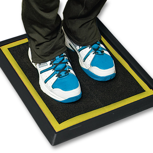 PureTrack Sport Mat and Pad in Yellow. Disinfecting Shoe Mat System.