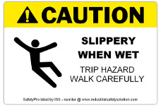 4in x 6in CAUTION Slippery When Wet Safety Label