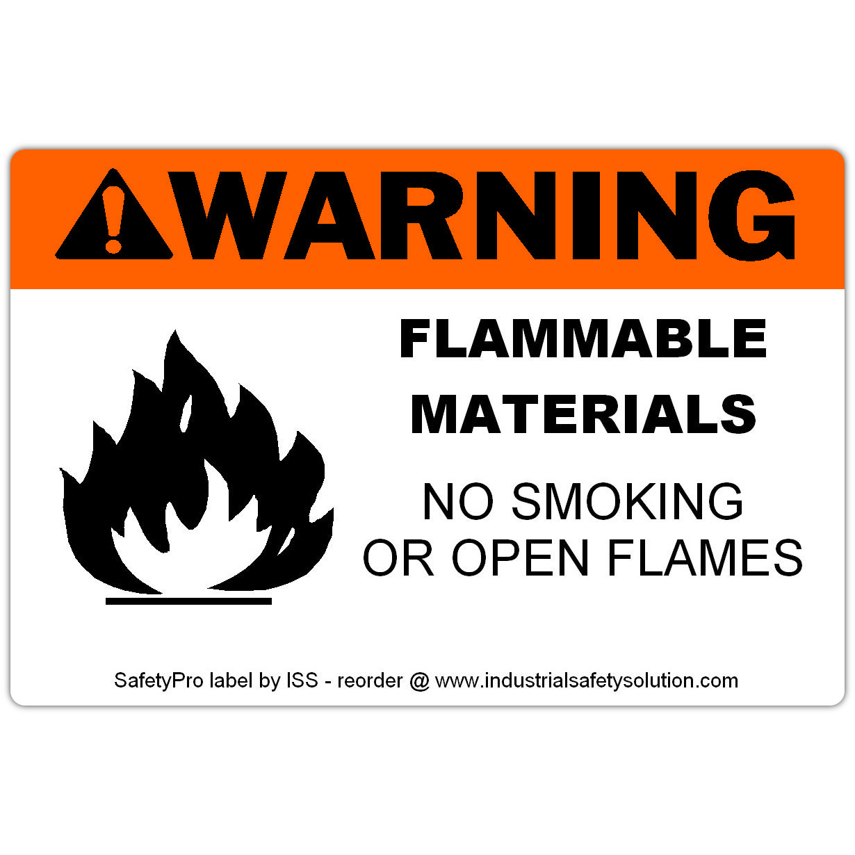 4in x 6in WARNING Flammable Materials Safety Label