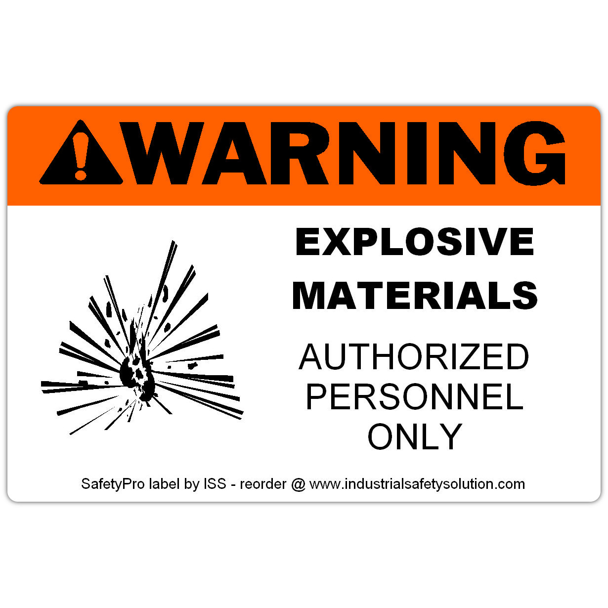 Detail view for 4" x 6" WARNING Explosive Materials Safety Label