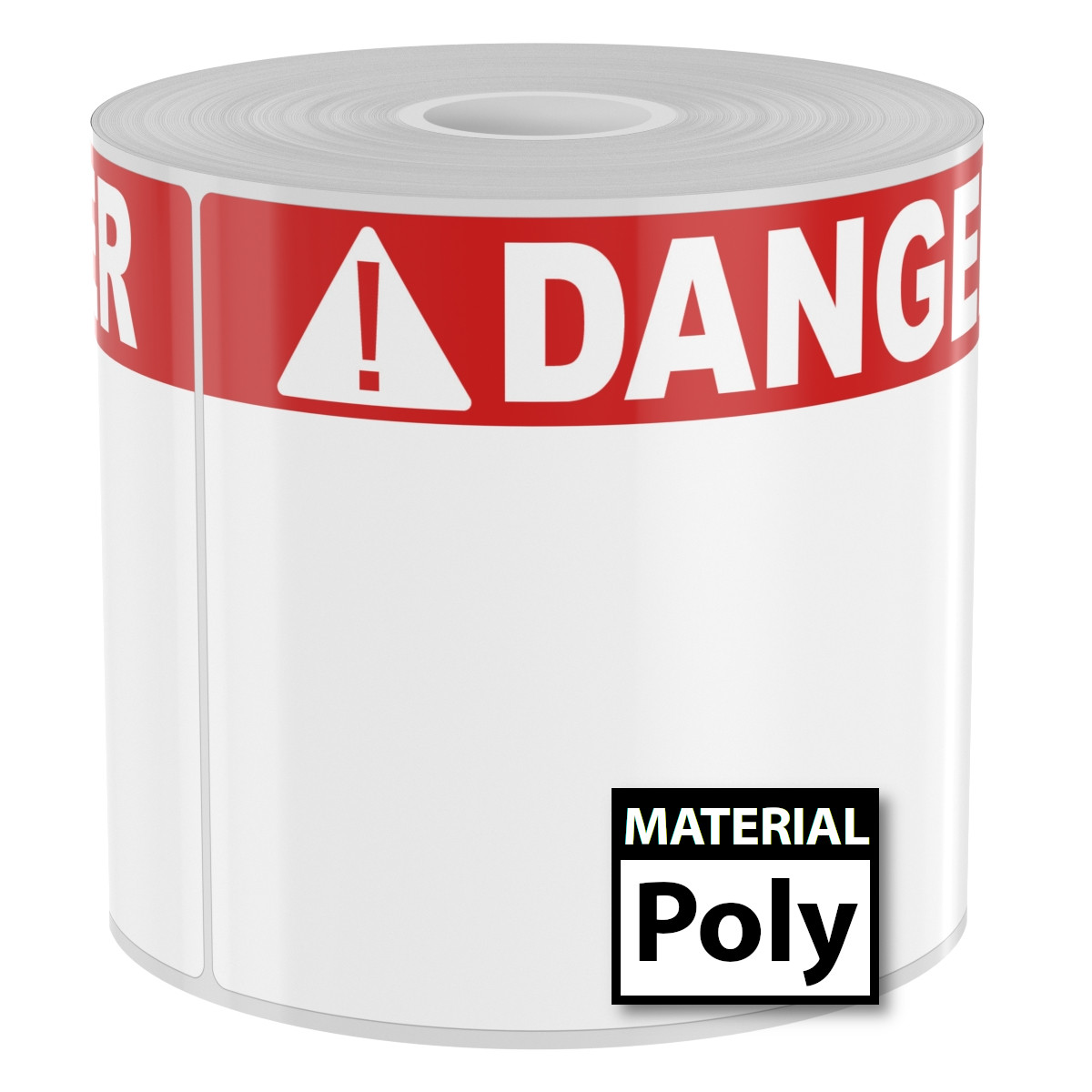 Detail view for 250 4" x 6" High-Performance Poly Arc Flash labels White Danger on Red Band
